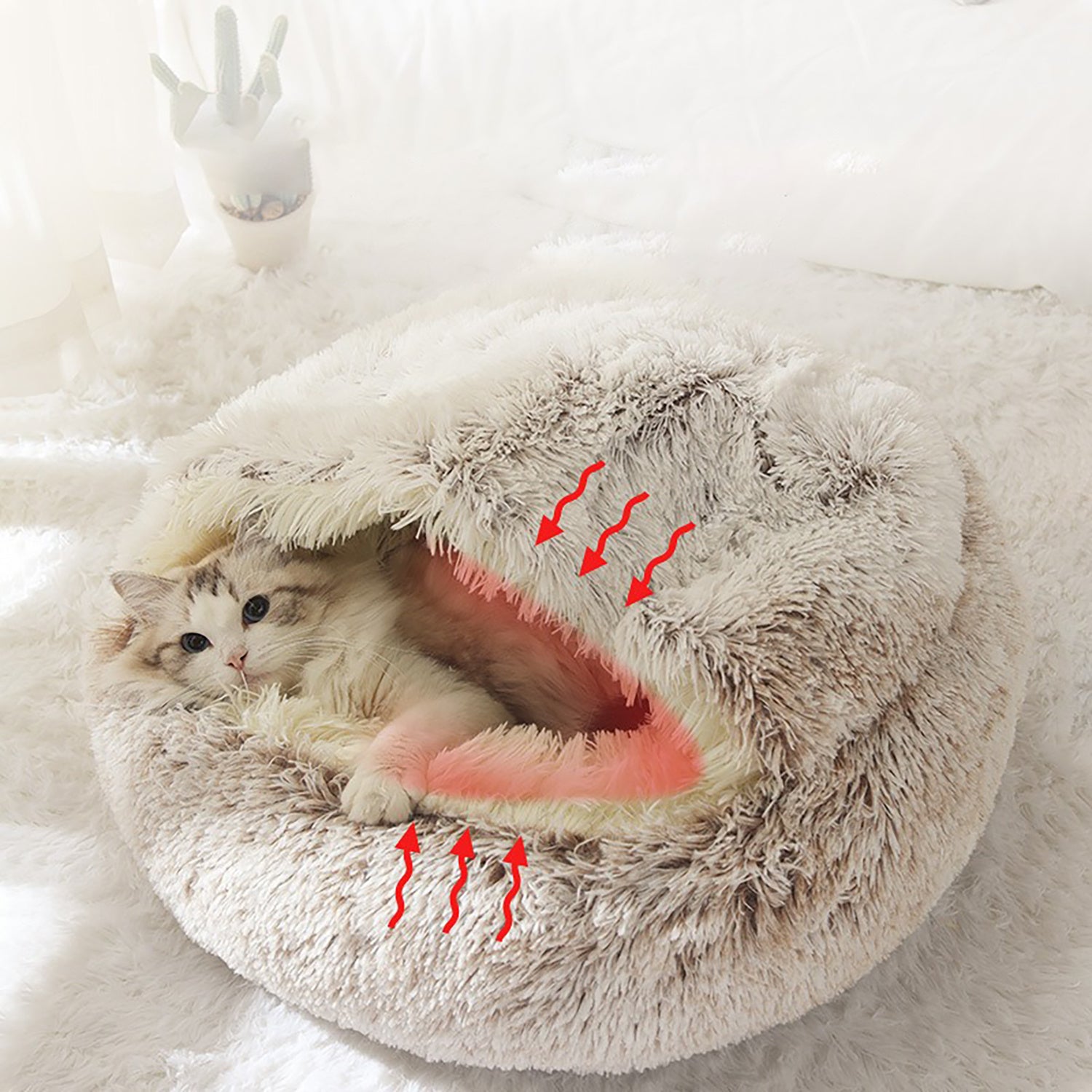 Luxurious Plush Round Cat Bed