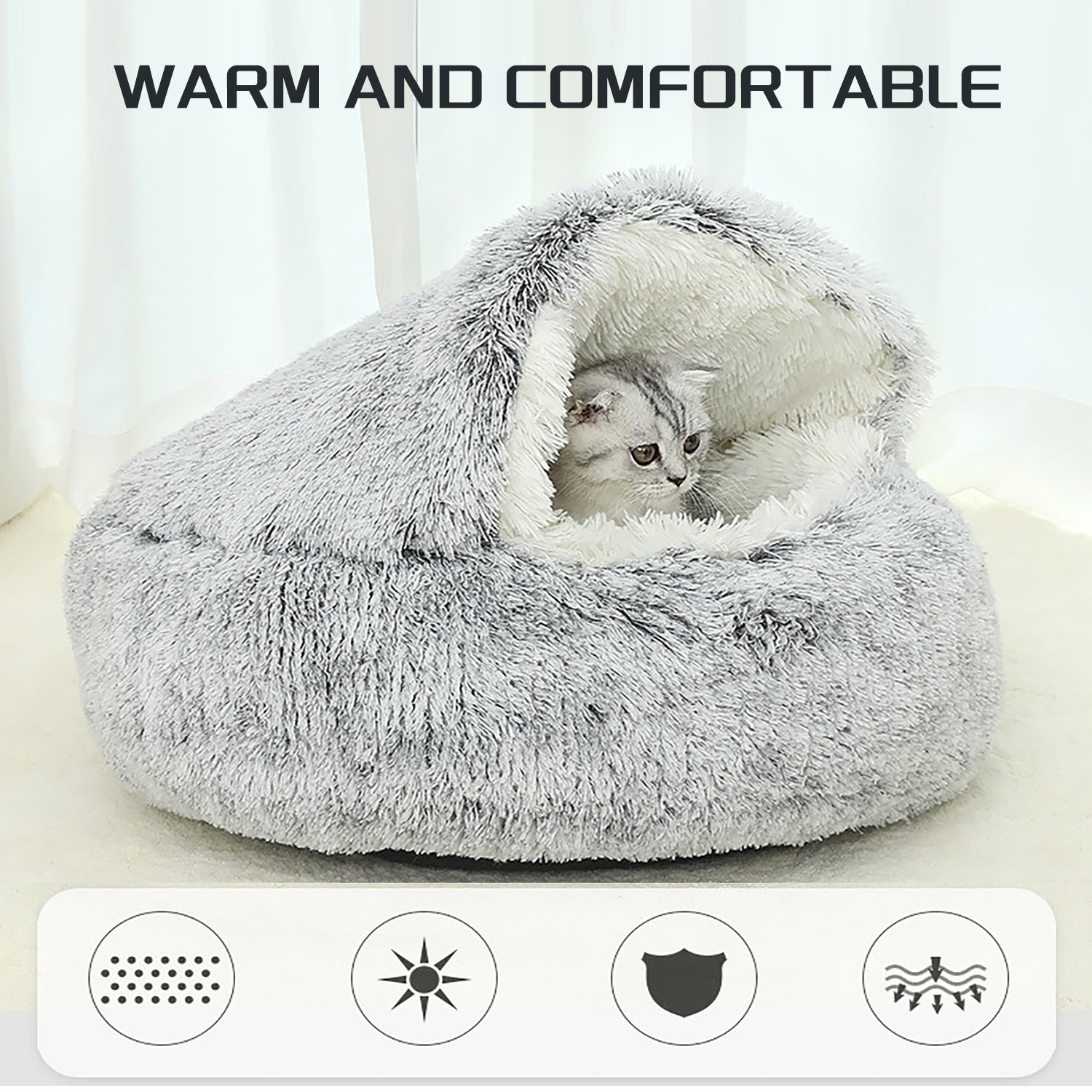 Luxurious Plush Round Cat Bed